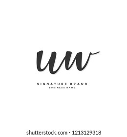 U W UW Initial letter handwriting and  signature logo concept design
