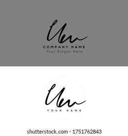 U W UW Initial letter handwriting and signature logo.	