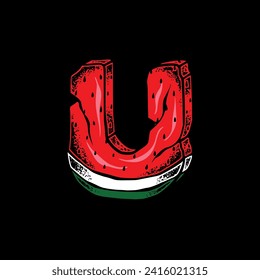 U WATERMELON FONT VEKTORDESIGN