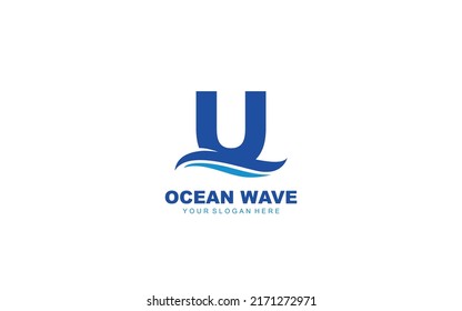 U WAVE logo design inspiration. Vector letter template design for brand.