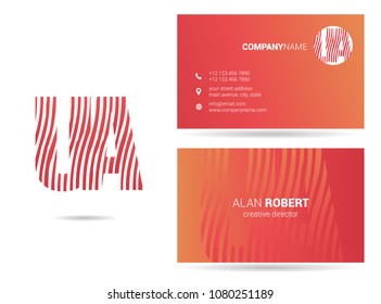 U & A waves letter joint logo design with business card template