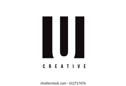 U White Letter Logo Design with Black Square Vector Illustration Template.