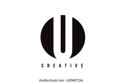 U White Letter Logo Design with Circle Background Vector Illustration Template.