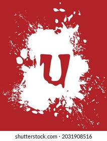 U - Weiß und Rot, Alphabet mit einem Splash und Spray-Effekt.