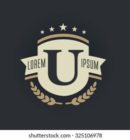 u writing business stamp design pattern conceptual vector elements for associate identification emblem seal or icon classic conceptual unusual mark marketing letterpress capital vintage traditional si