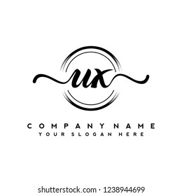 U X Initial handwriting logo vector