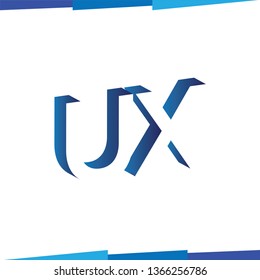 U X Initial Letter logo in negative space vector template