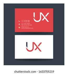 U & X, U X Monogram letters joint logo elegant vector design with business card template