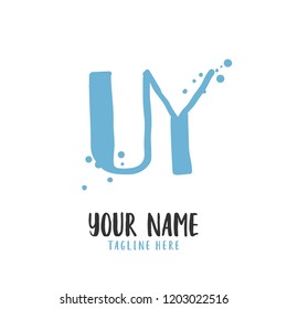 U Y Handwritten logo template