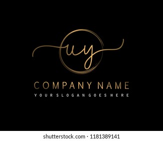 U Y Initial handwriting logo vector