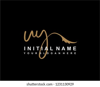 U Y Initial Handwriting Logo Template