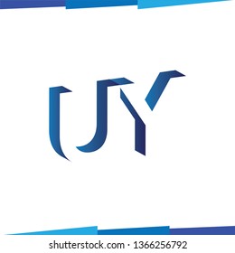 U Y Initial Letter logo in negative space vector template