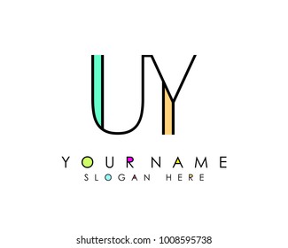 U & Y initial minimalist logo template vector