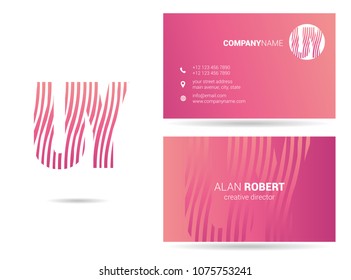 U & Y joint logo stroke letter design with business card template