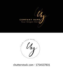 U Y UY Initial Brief Handschrift und Unterschrift Logo.	