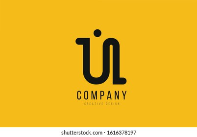 U yellow black alphabet letter for company logo icon design. Suitable as a logotype for a business