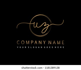 U Z Initial handwriting logo vector