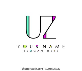 U & Z initial minimalist logo template vector