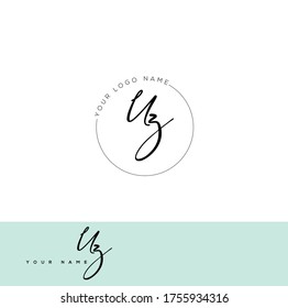  U Z UZ Initial letter handwriting and signature logo.	