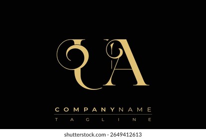 UA Abstract Creative Jewelry Logo. A stylish logo featuring golden monogram initials in an elegant and modern typography, perfect for branding