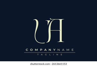 UA abstract Logo. Elegantly Designed Minimalist Monogram Logo with Stylish Lettering. Sophisticated and sleek minimalist monogram showcasing unique lettering design.