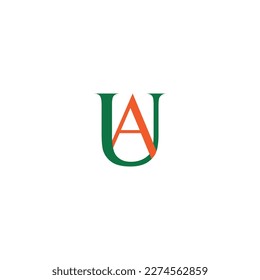 UA, AU, U AND A Abstract initial monogram letter alphabet logo design