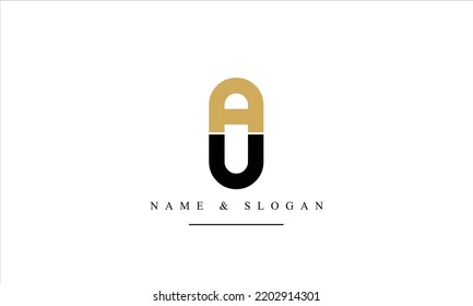UA, AU, U, A Abstrakte Buchstaben Logo-Monogramm