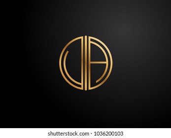 UA circle Shape Letter logo Design in gold color
