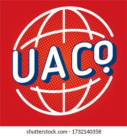 UA CO. LOGO - U AND A LETTER AND ALPHABET WITH GLOBE ROUND LOGO