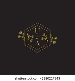 UA elegant wedding initial logo in high quality professional design that will print well across any print media