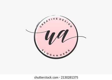 UA handwriting logo with circle template vector signature, wedding, fashion, floral and botanical with creative template.