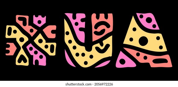 UA Hashtag. Doodle isolate text. Colored curves decorative doodle letters. Hashtag #UA is abbreviation for the Ukraine for print, booklet, banner, flyer. Stock vector.