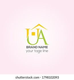 UA Home vector logo design, UA Constriction Creative logo design