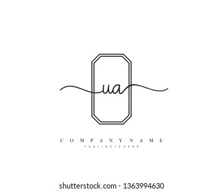 UA initial handwriting logo template vector