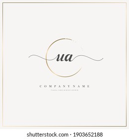 UA Letra inicial logotipo de escritura a mano modelo vector, logotipo para belleza, cosméticos, boda, moda y negocios