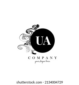 UA Initial Letter Logo Design with Ink Cloud Flowing Texture Vector.