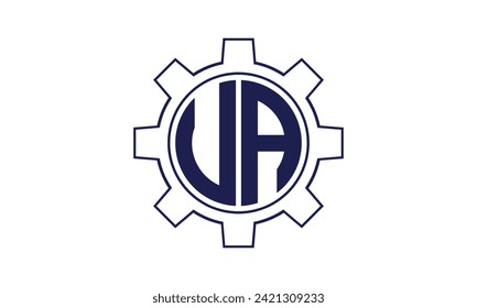 UA initial letter mechanical circle logo design vector template. industrial, engineering, servicing, word mark, letter mark, monogram, construction, business, company, corporate, commercial, geometric