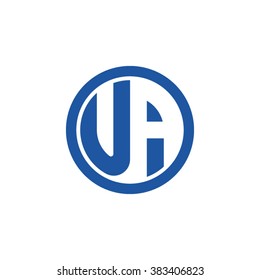 UA initial letters circle business logo blue