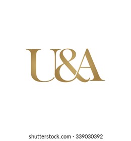 U&A Initial logo. Ampersand monogram golden logo