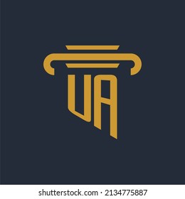 UA initial logo monogram with pillar icon design vector image