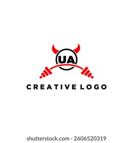 UA initial monogram for fitnes or gym logo with devil style design