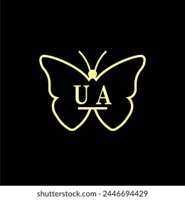 UA Initials Luxury Butterfly logo Vector illustration