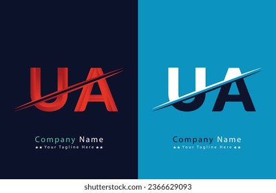 UA Letter logo design vector template.