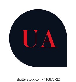 UA Letters red , Abstract black background logo, Design identity in shape, Alphabet letter