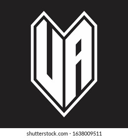 UA Logo monogram with emblem line style isolated on black background