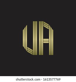 UA Logo monogram outline style linked isolated with gold colors