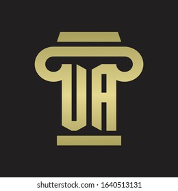 UA Logo monogram with pillar style design template with gold colors
