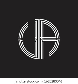 UA Logo monogram triple ribbon style line design template isolated on black background