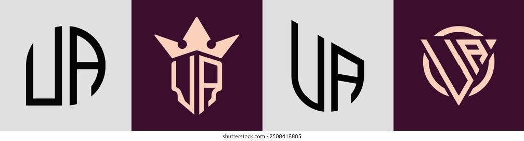 Paquete de Vector de diseño de logotipo de letra inicial moderna de UA. Será adecuado para qué empresa o marca comience esas iniciales.
