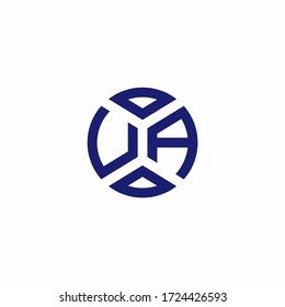 UA Monogramm Logo mit abstrakten Formen in modernem Design-Template